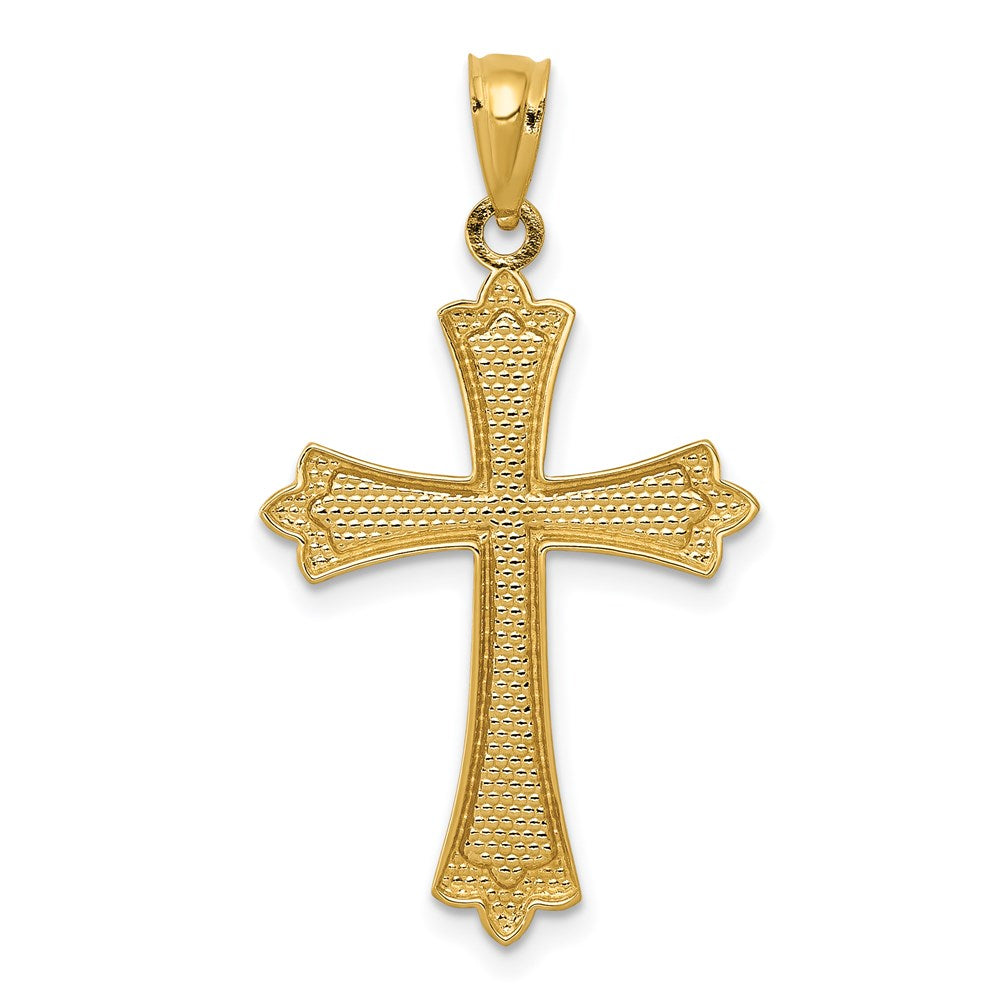 14k Yellow Gold 17 mm Budded Cross Pendant (0.81 grams)
