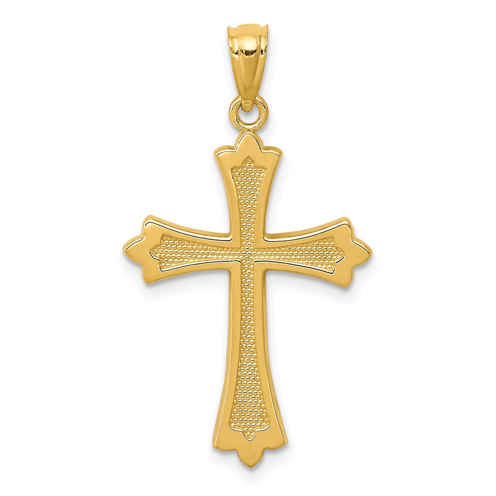 14k Yellow Gold 17 mm Budded Cross Pendant (0.81 grams)