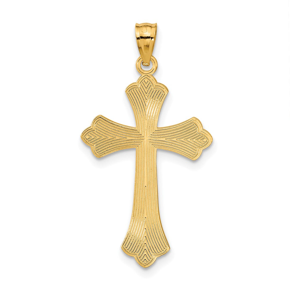 14k Yellow Gold 18 mm Diamond-cut Cross Pendant (1.21 grams)