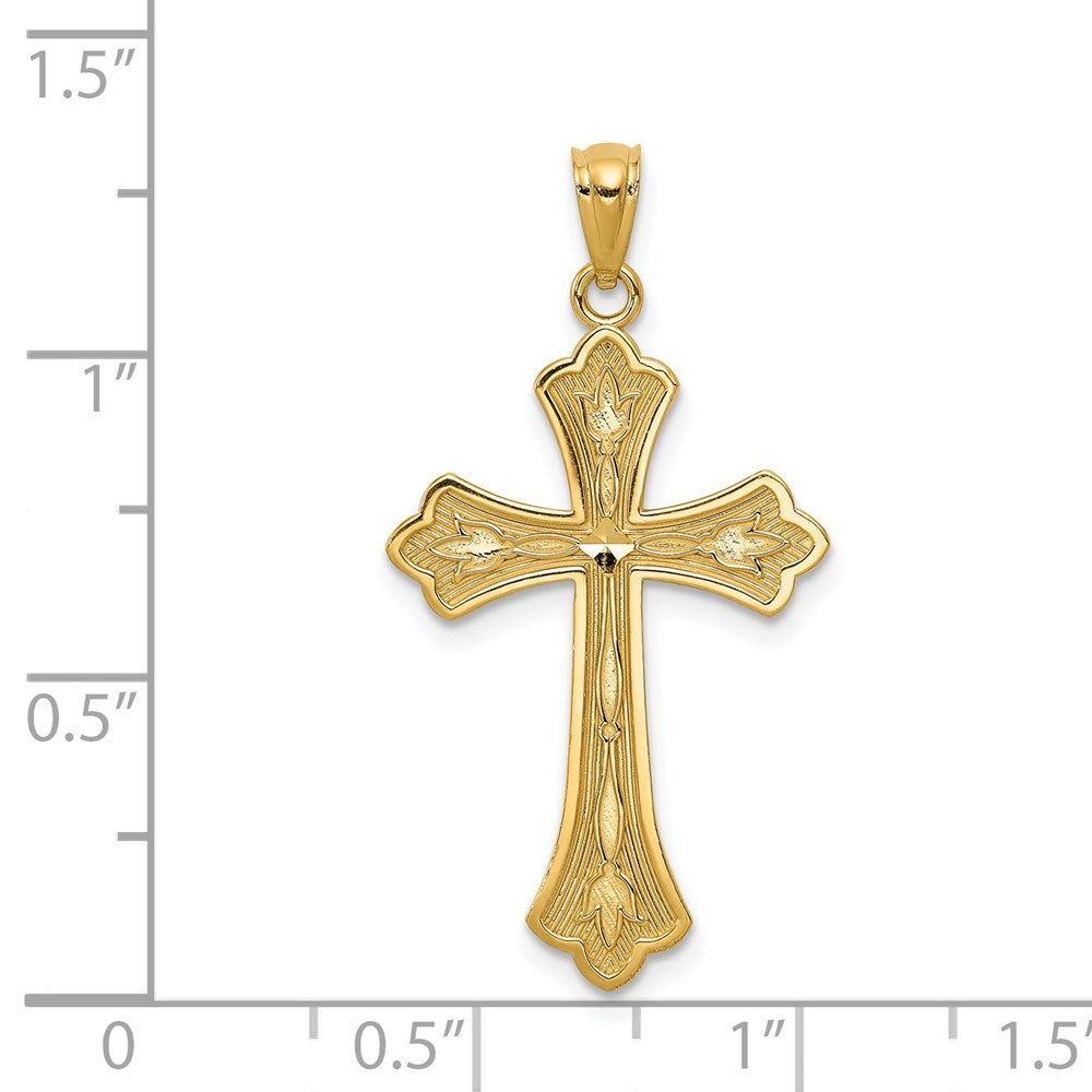 14k Yellow Gold 18 mm Diamond-cut Cross Pendant (1.21 grams)