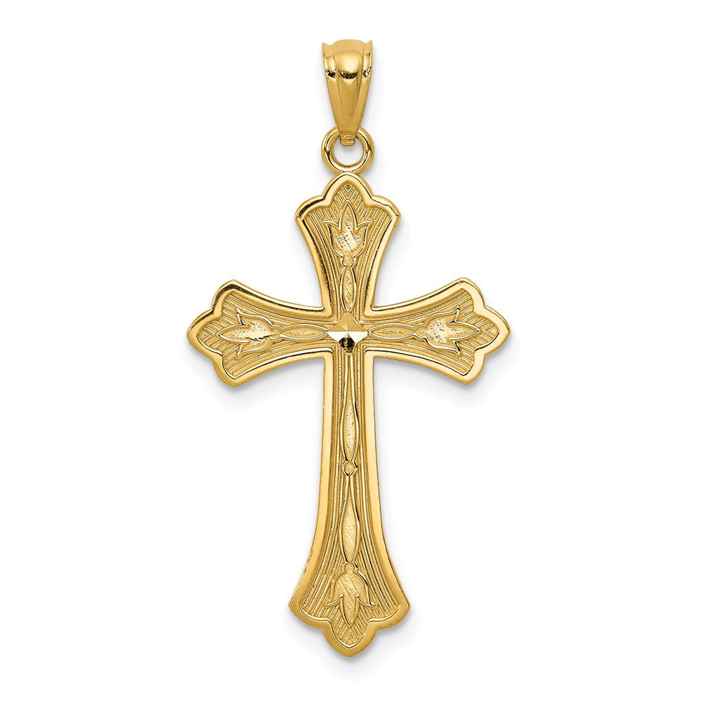 14k Yellow Gold 18 mm Diamond-cut Cross Pendant (1.21 grams)