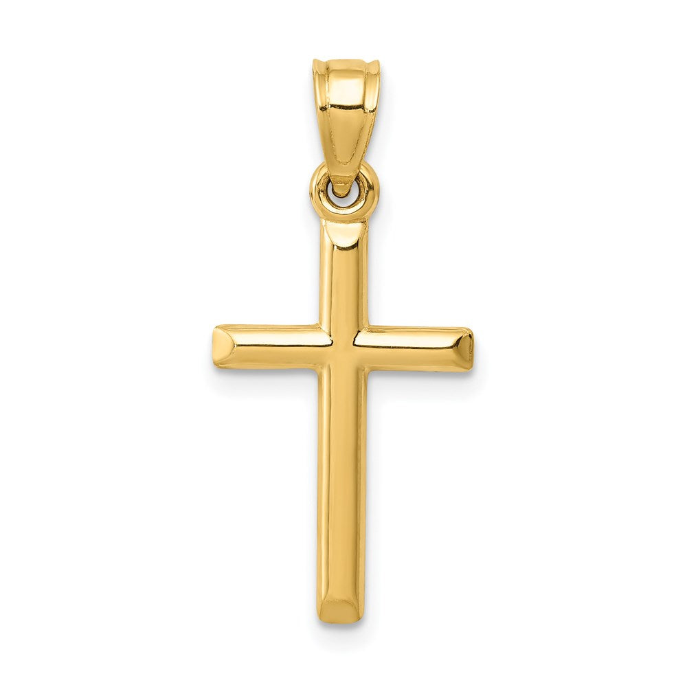 14k Yellow Gold 12 mm Polished Hollow Cross Pendant (0.45 grams)