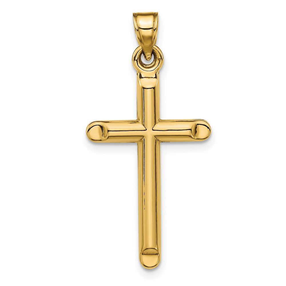 14k Yellow Gold 17 mm 3-D Hollow Cross Pendant (0.92 grams)