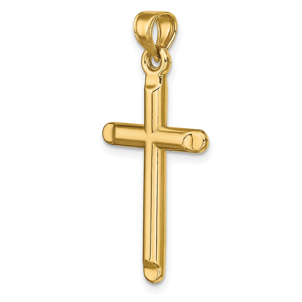 14k Yellow Gold 17 mm 3-D Hollow Cross Pendant (0.92 grams)