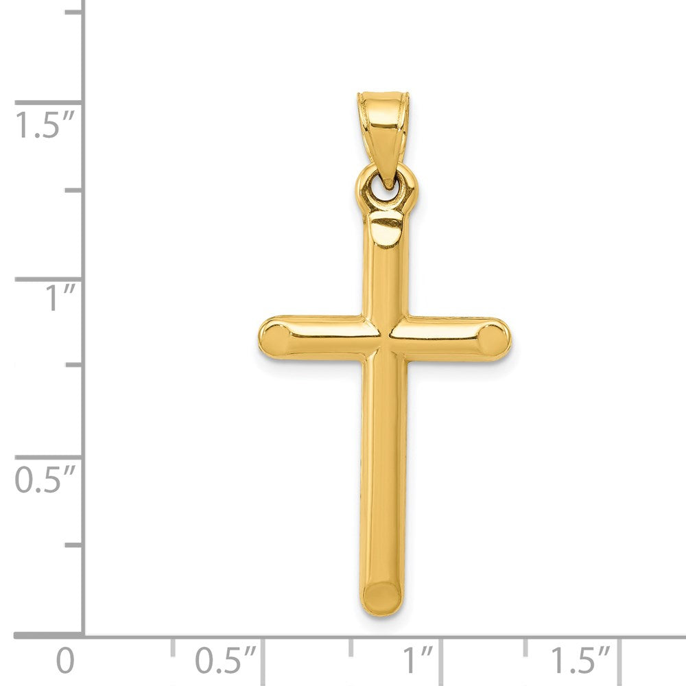 14k Yellow Gold 17 mm 3-D Hollow Cross Pendant (0.92 grams)