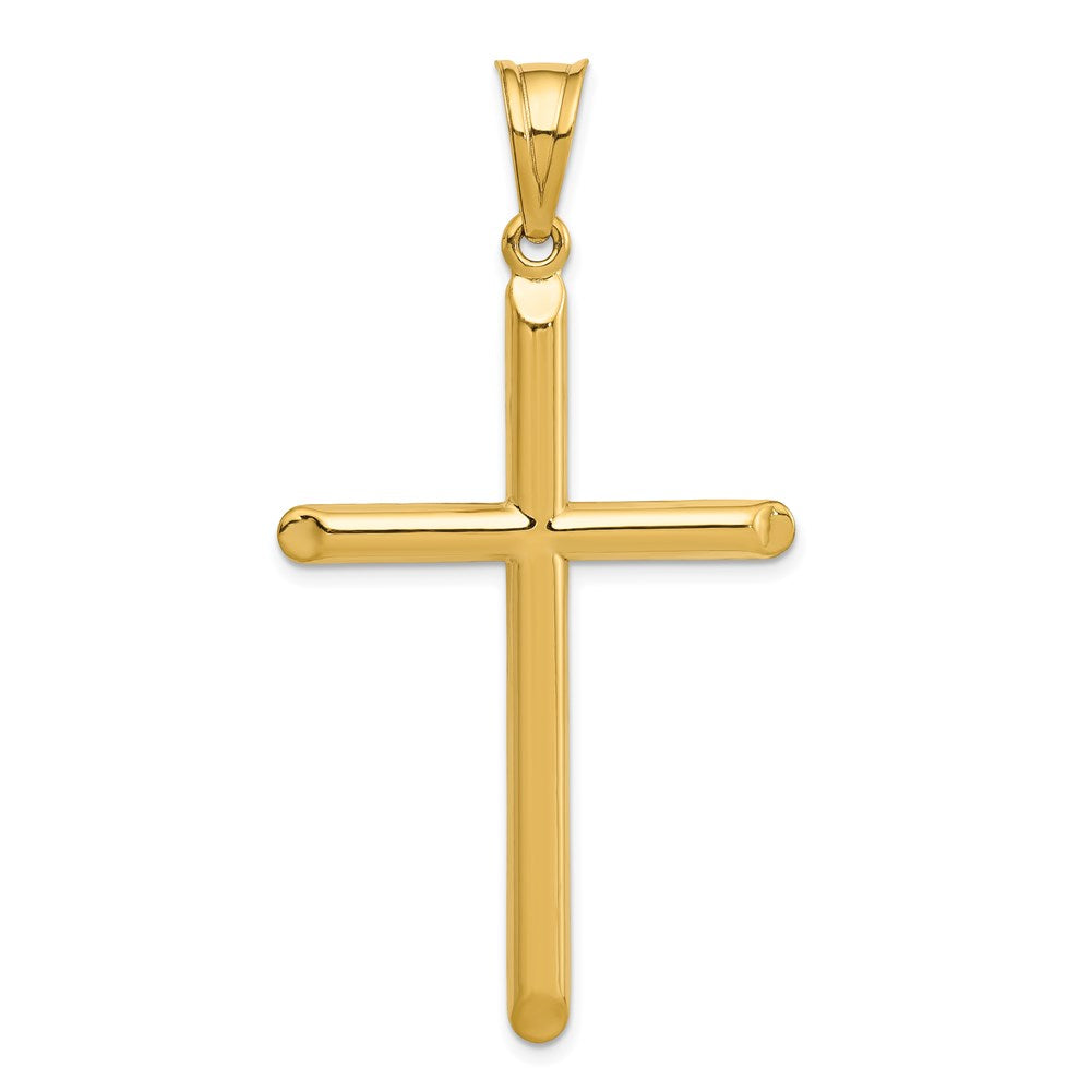 14k Yellow Gold 30 mm 3-D Hollow Cross Pendant (1.72 grams)