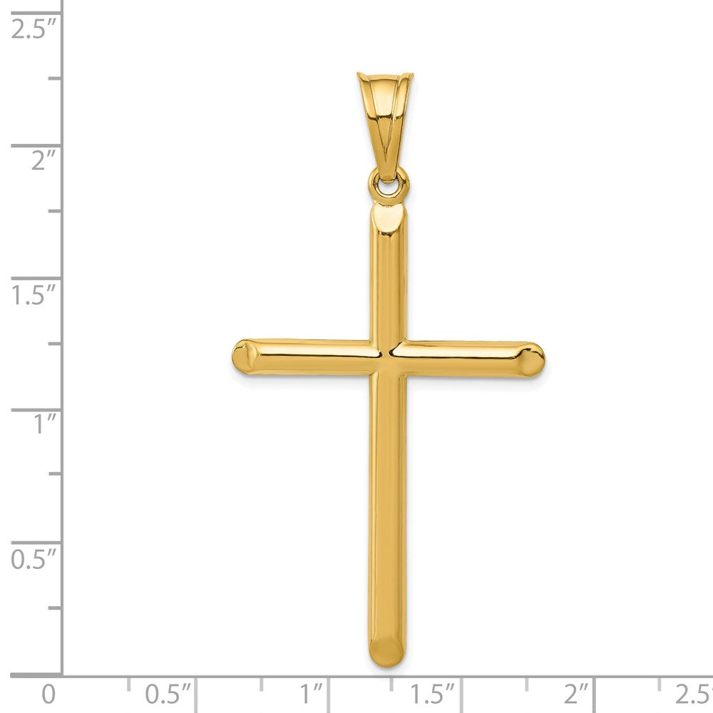 14k Yellow Gold 30 mm 3-D Hollow Cross Pendant (1.72 grams)
