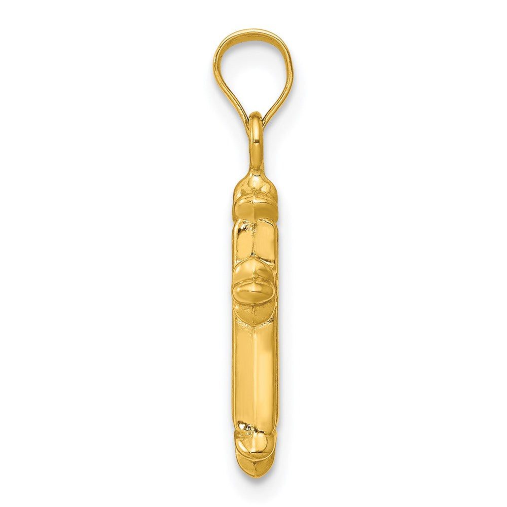 14k Yellow Gold 11 mm Fleur de Lis Hollow Cross Charm (0.42 grams)