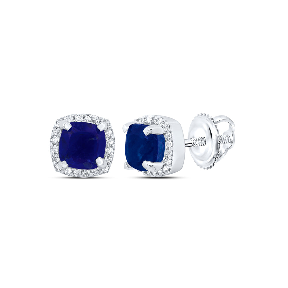 1/10Ctw-Diamond 4.20 Mm-Cu-Bs Synthetic Cushion Earring