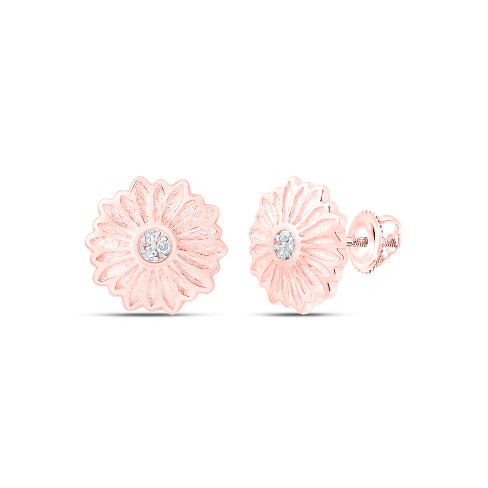 10Kt Gold 0.01Ctw-Dia Nk Gift Sun Flower Earrings