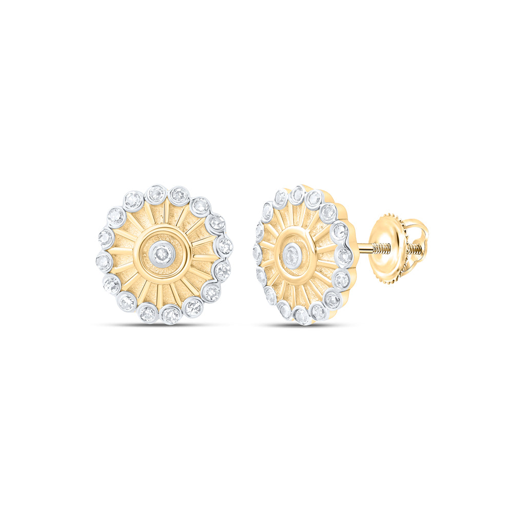 10Kt Gold 1/12Ctw-Dia Nk Gift Sun Flower Earrings