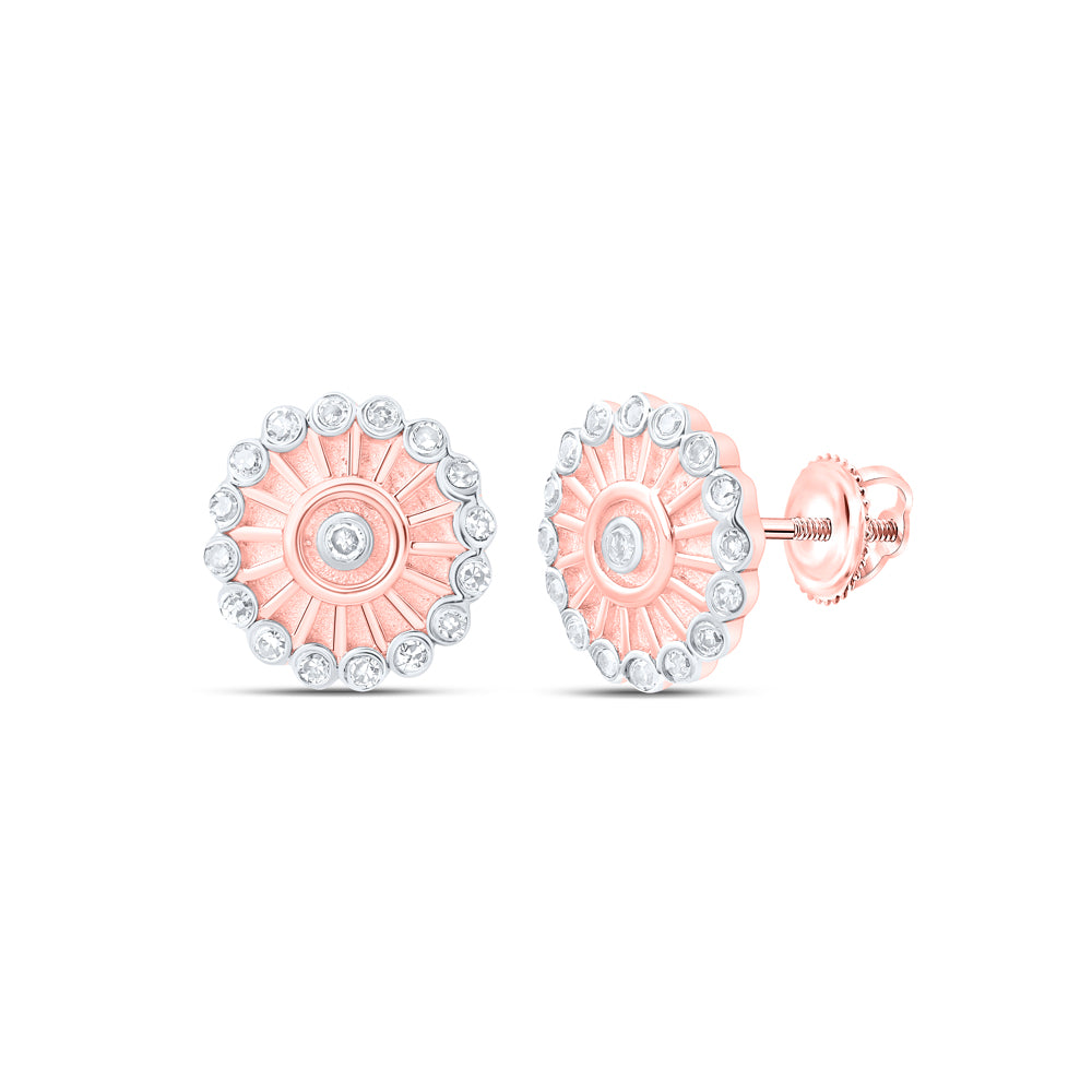 10Kt Gold 1/12Ctw-Dia Nk Gift Sun Flower Earrings