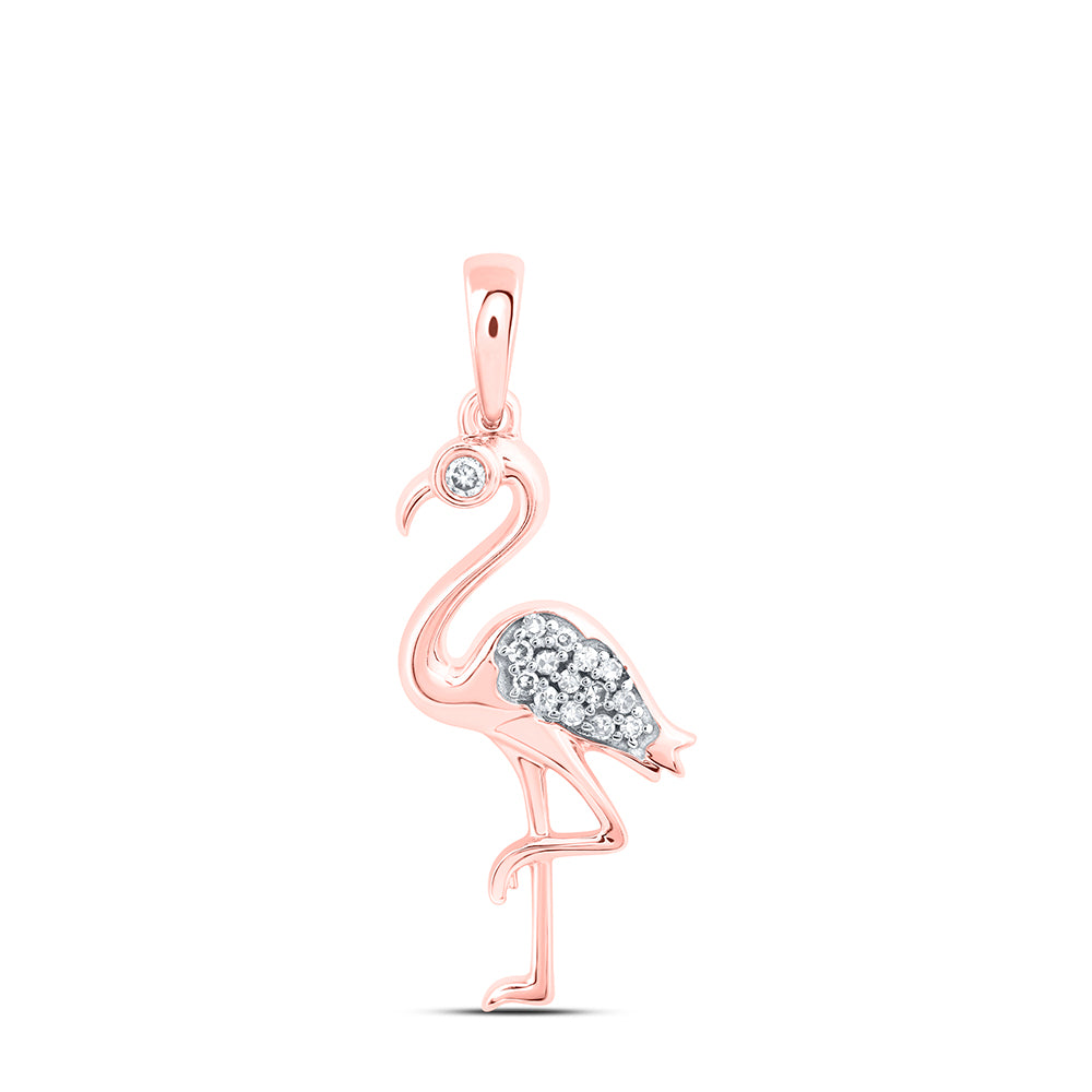 10Kt Gold 1/20Ctw-Dia Nk Gift Flamingo Pendant