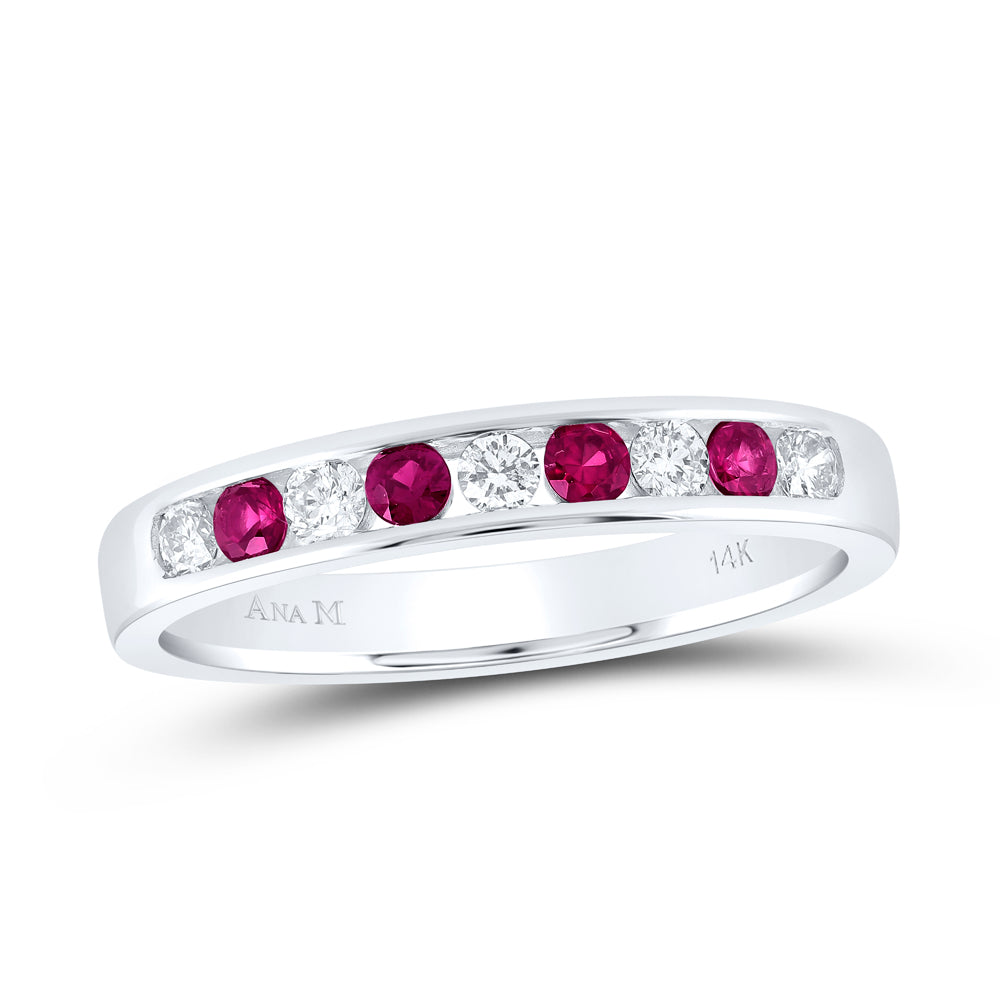1/5Ctw-Diamond Ana M 1/3Ctw Rd-Ru Nat Gem Band (2.83 grams)