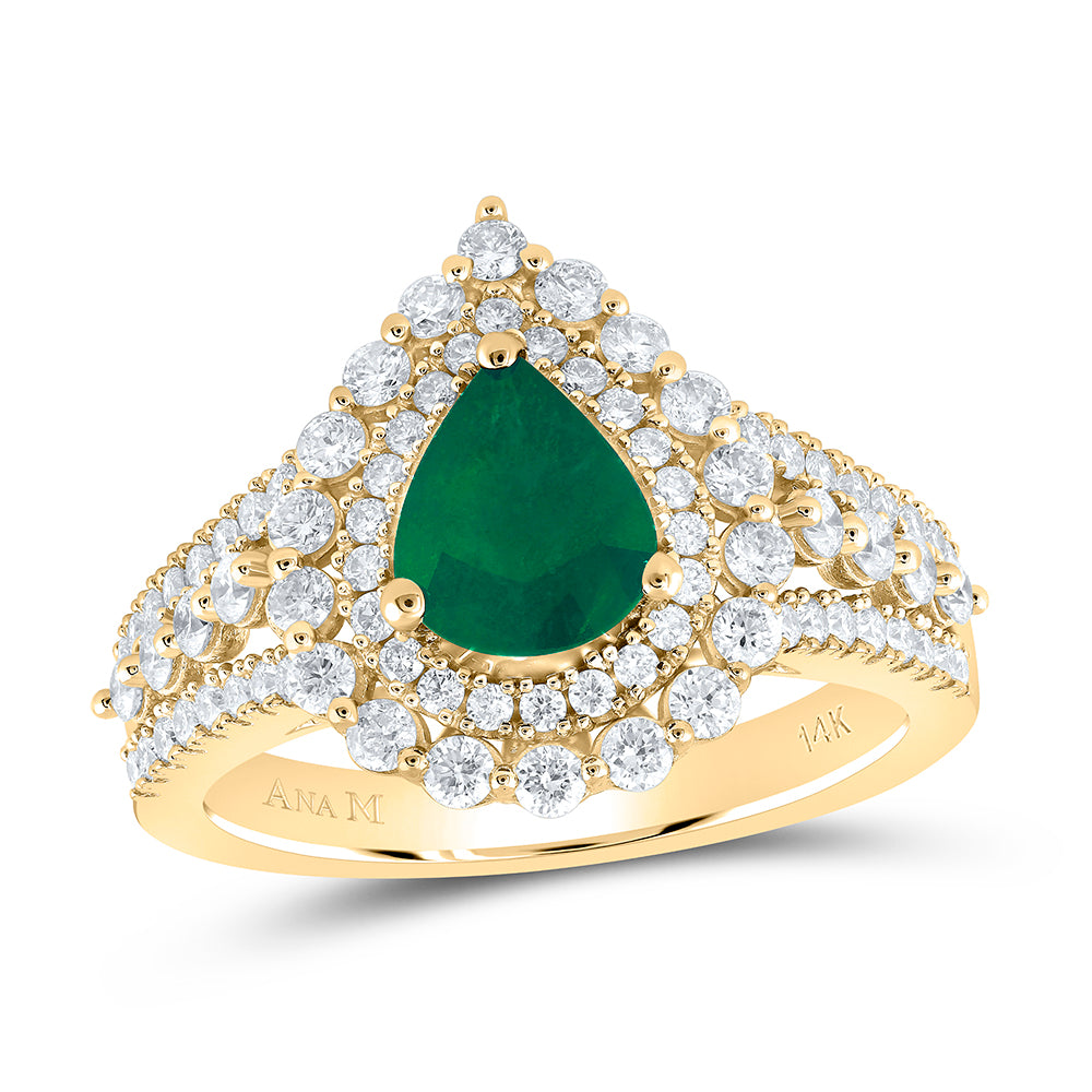 7/8Ctw-Dia Ana M 8 X 6 Mm Em-Pear Nat Gem Ring (4.94 grams)