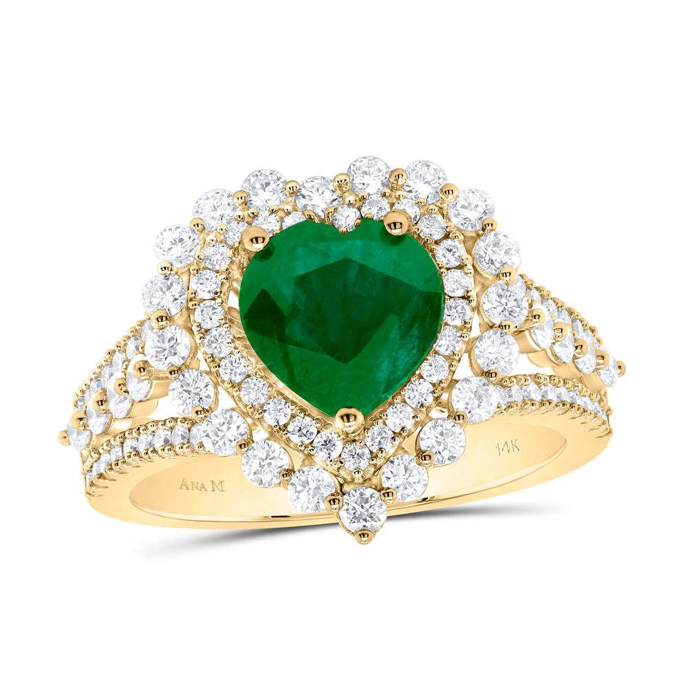1Ctw-Dia Ana M 8.0 X 8.10 Mm Em-Heart Nat Gem Ring (5.92 grams)