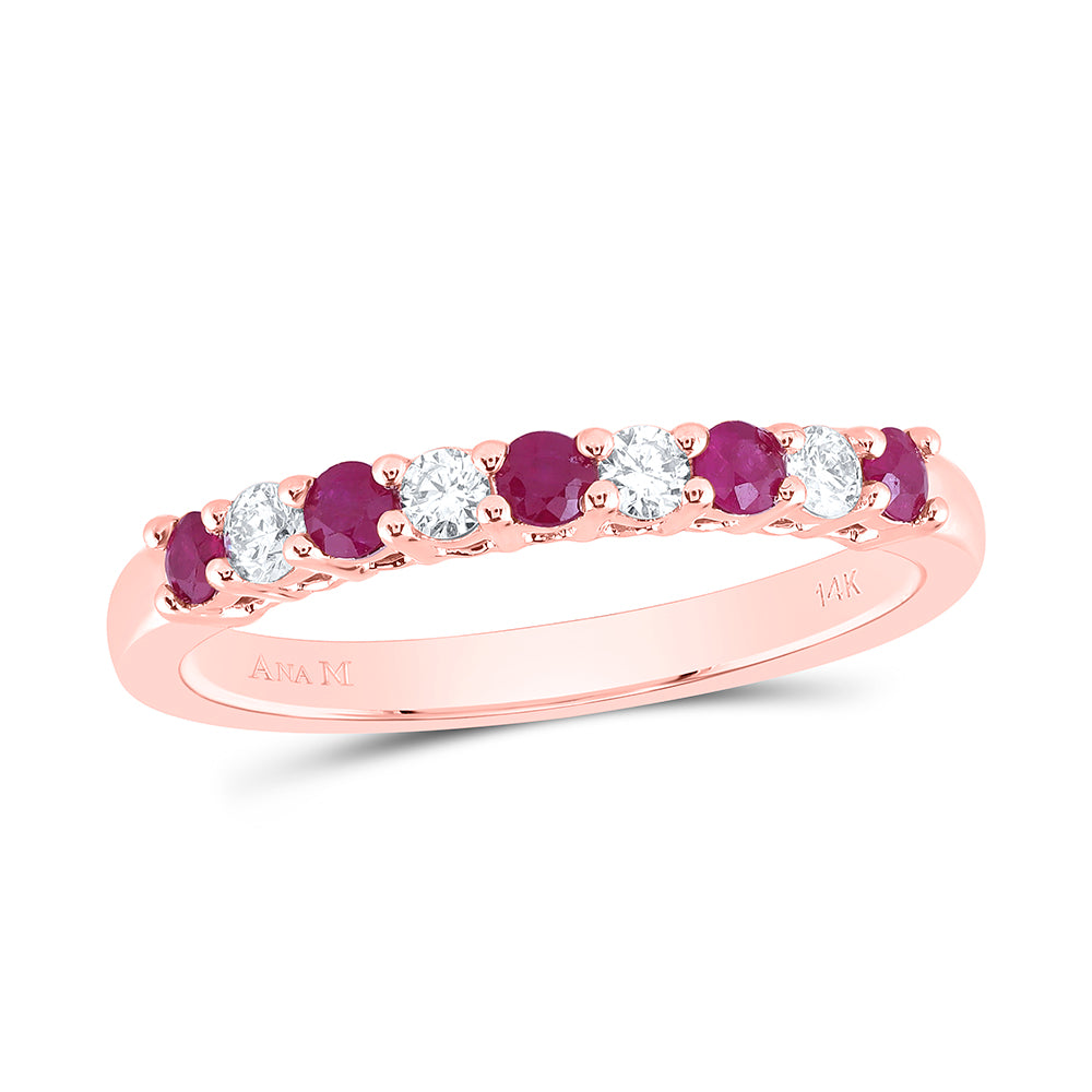 1/6Ctw-Diamond Ana M 1/4Ctw Rd-Ru Nat Gem Band (2.41 grams)