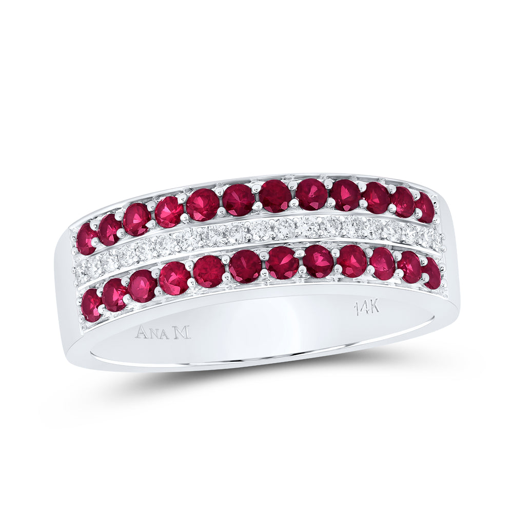 1/10Ctw-Diamond Ana M 1/2Ctw Rd-Ru Nat Gem Band (4.06 grams)