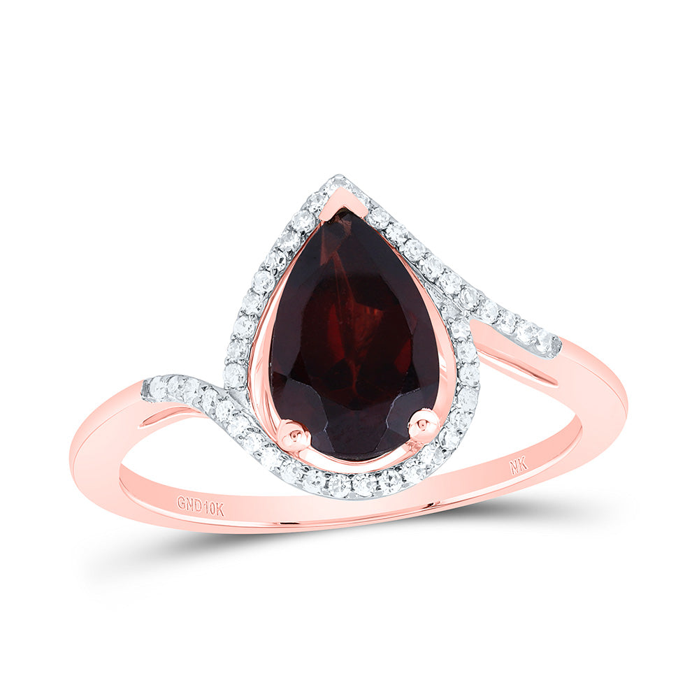 1/8Ctw-Dia Nk 9X7 Mm Pear-Garnet Synthetic Ring (2.36 grams)