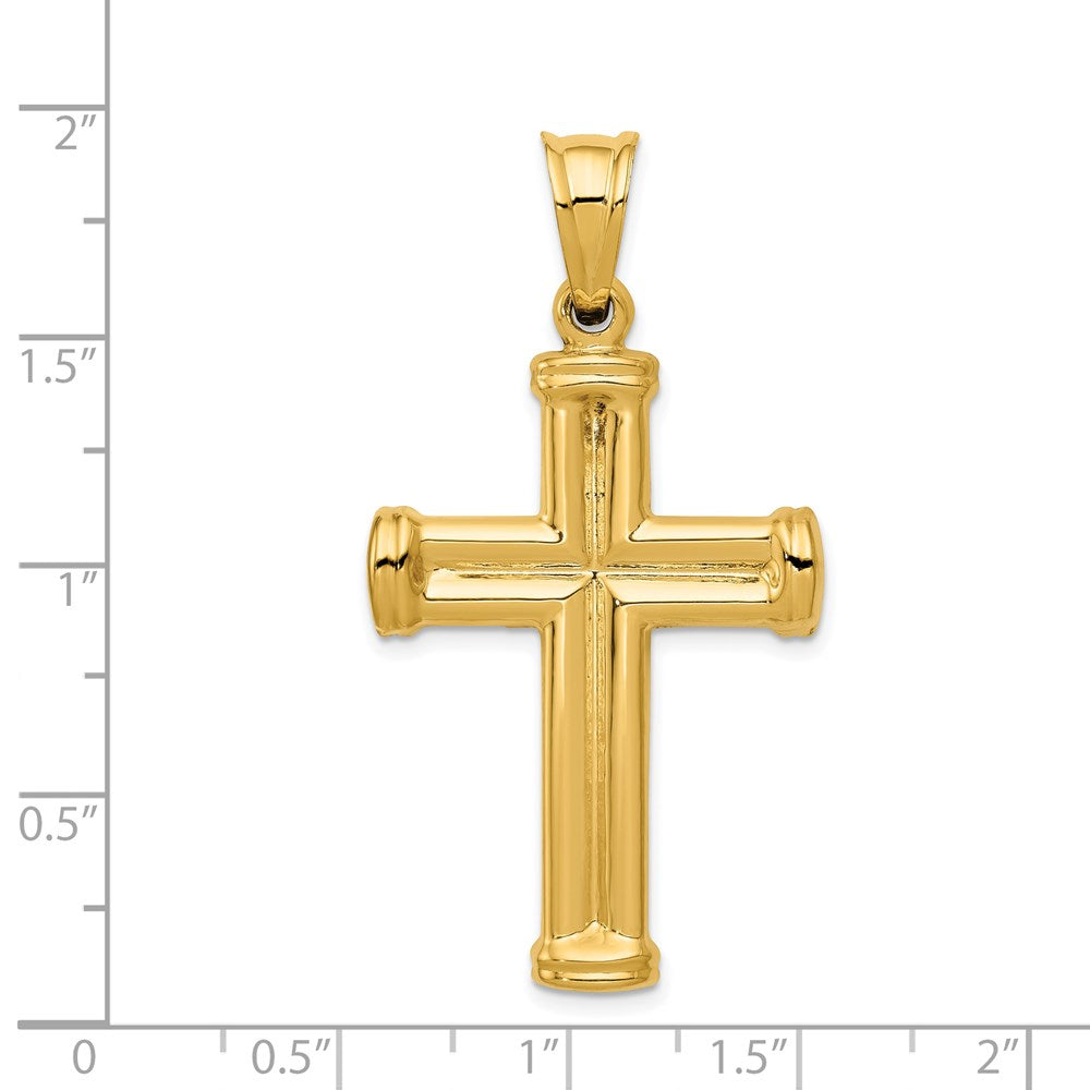 14k Yellow Gold 25 mm Hollow Cross Pendant (2.44 grams)