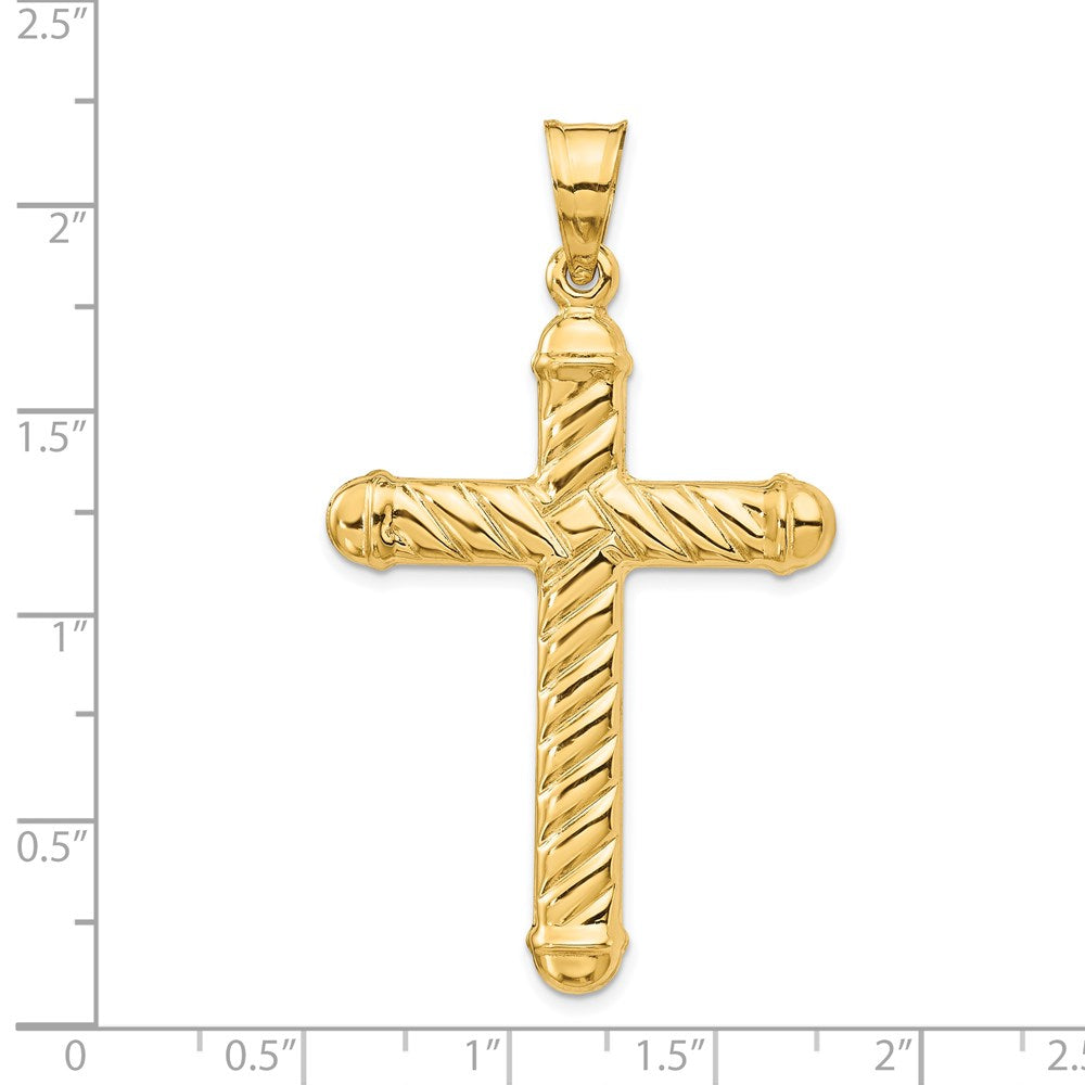 14k Yellow Gold 32 mm Hollow Cross Pendant (2.8 grams)