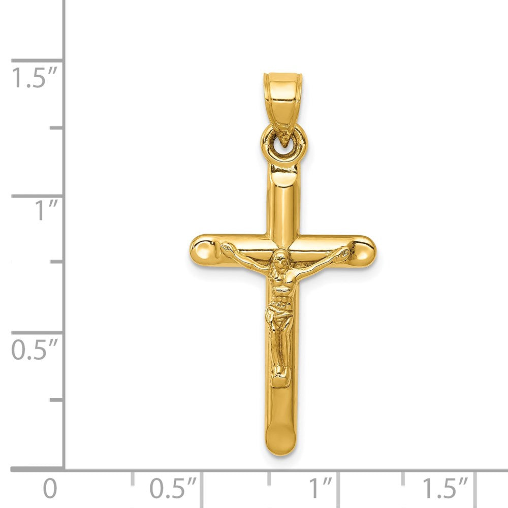 14k Yellow Gold 17 mm Hollow Jesus Crucifix Pendant (0.99 grams)