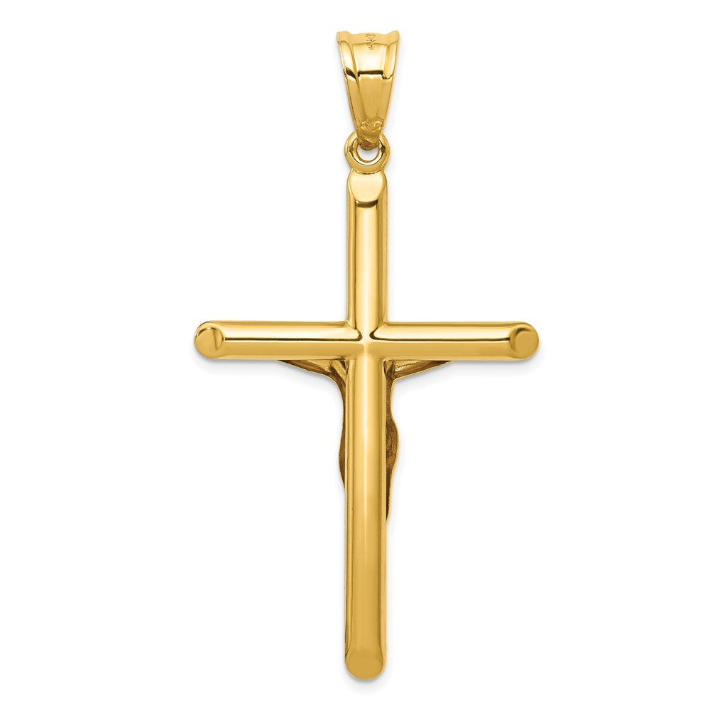 14k Yellow Gold 29 mm Polished Hollow Jesus Crucifix Pendant (2.05 grams)