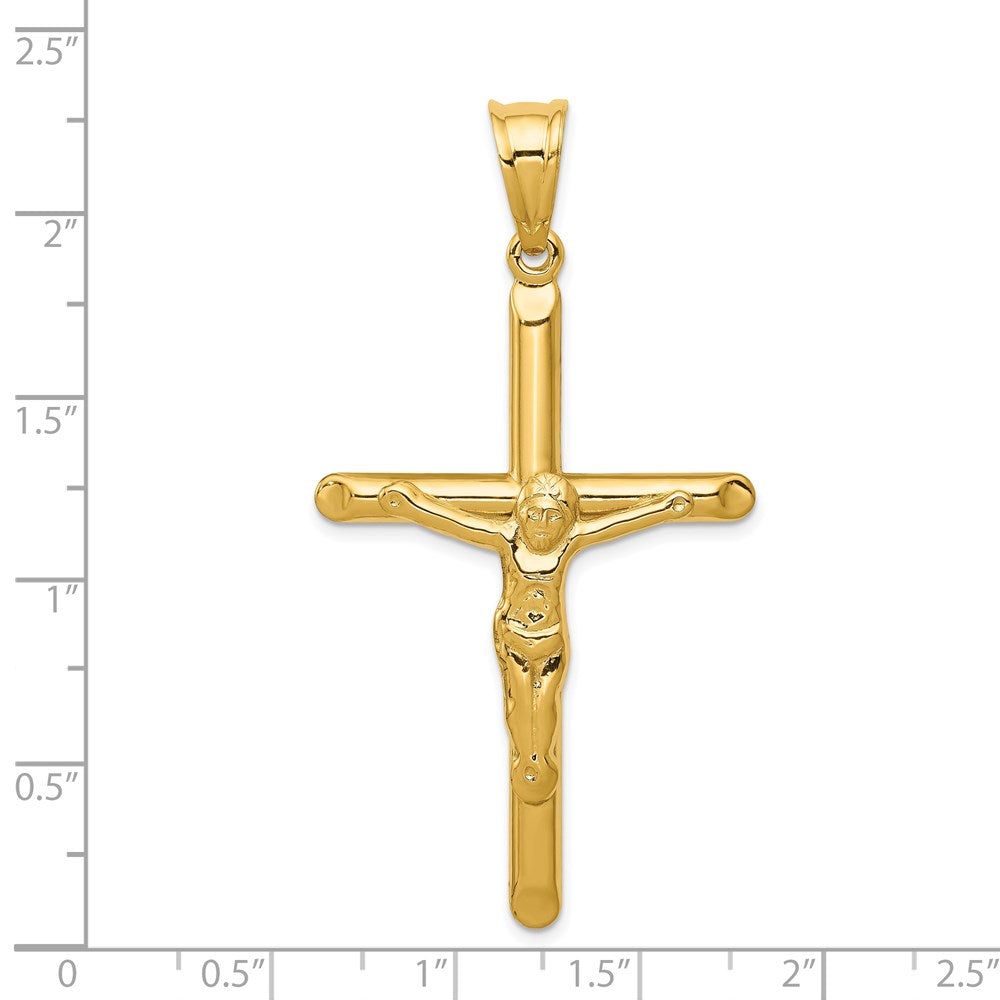 14k Yellow Gold 29 mm Polished Hollow Jesus Crucifix Pendant (2.05 grams)
