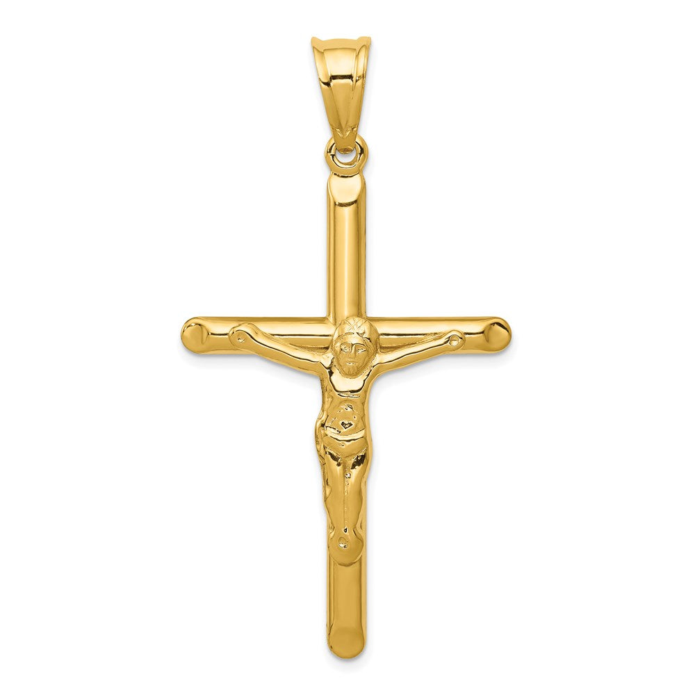 14k Yellow Gold 29 mm Polished Hollow Jesus Crucifix Pendant (2.05 grams)
