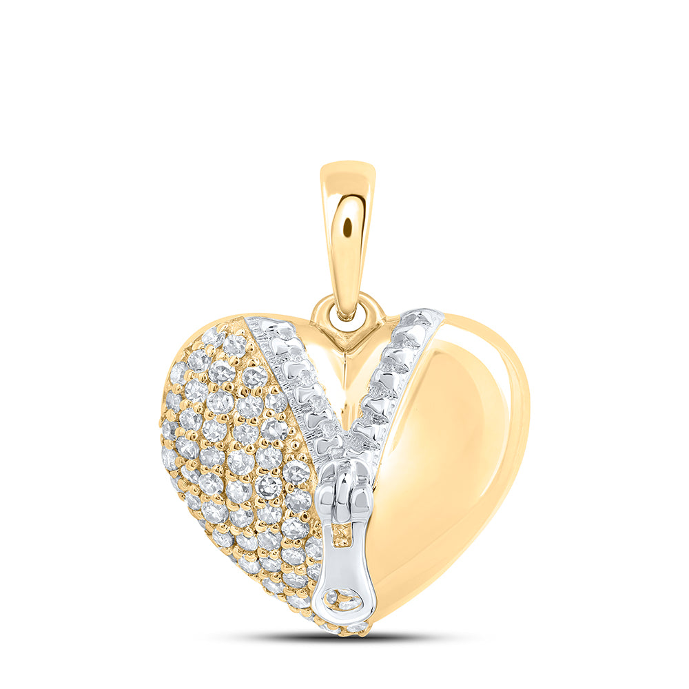 10Kt Gold 1/4Ctw-Dia Nk Gift Zip Heart Pendant