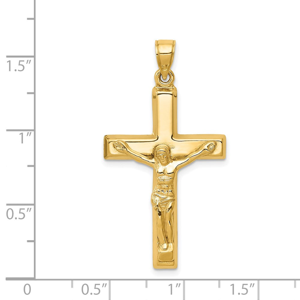 14k Yellow Gold 21 mm Polished Jesus Crucifix Pendant (1.42 grams)