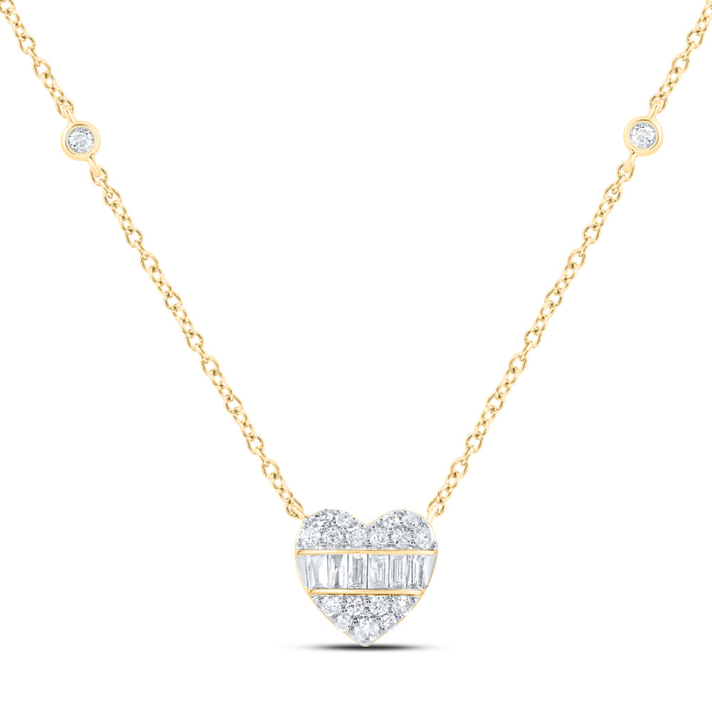 10Kt Gold 1/4Ctw-Diamond Fashion Heart Necklace(18 Inch)