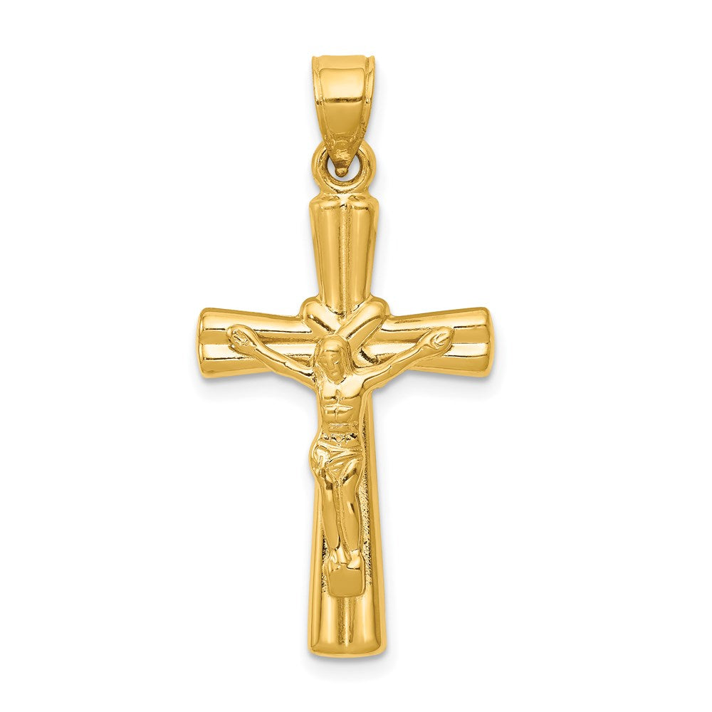 14k Yellow Gold 16 mm Reversible Jesus Crucifix Pendant (1.09 grams)