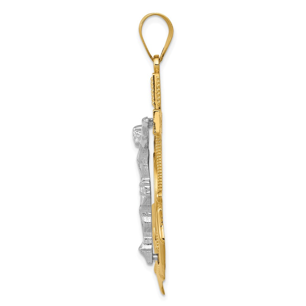 14k Two-tone 34 mm Diamond-cut Mariner's Cross Pendant (6.4 grams)