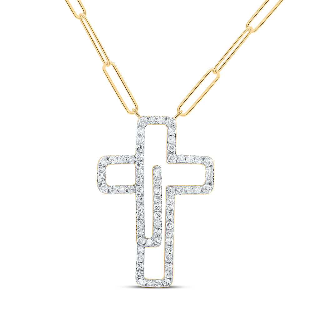 10Kt Gold 3/8Ctw-Diamond Fashion Cross Necklace (18-Inch)