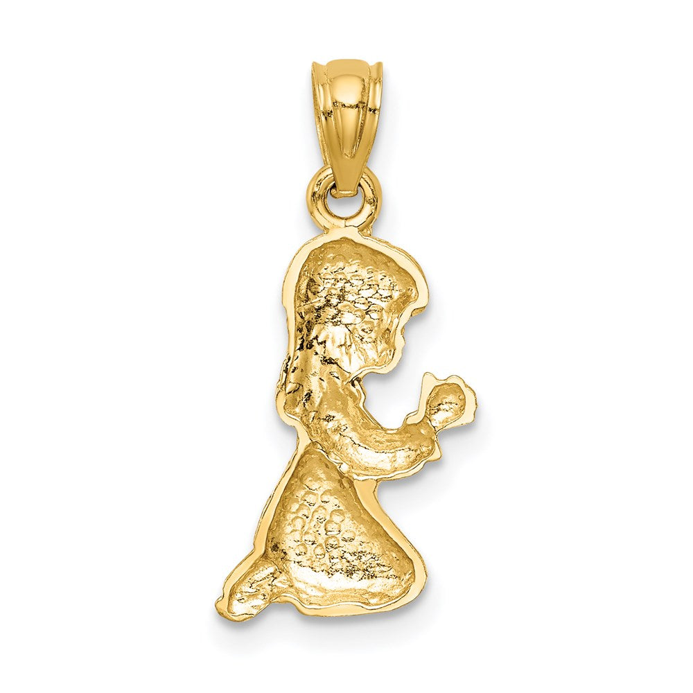 14k Yellow Gold 10 mm Praying Girl Pendant (0.9 grams)