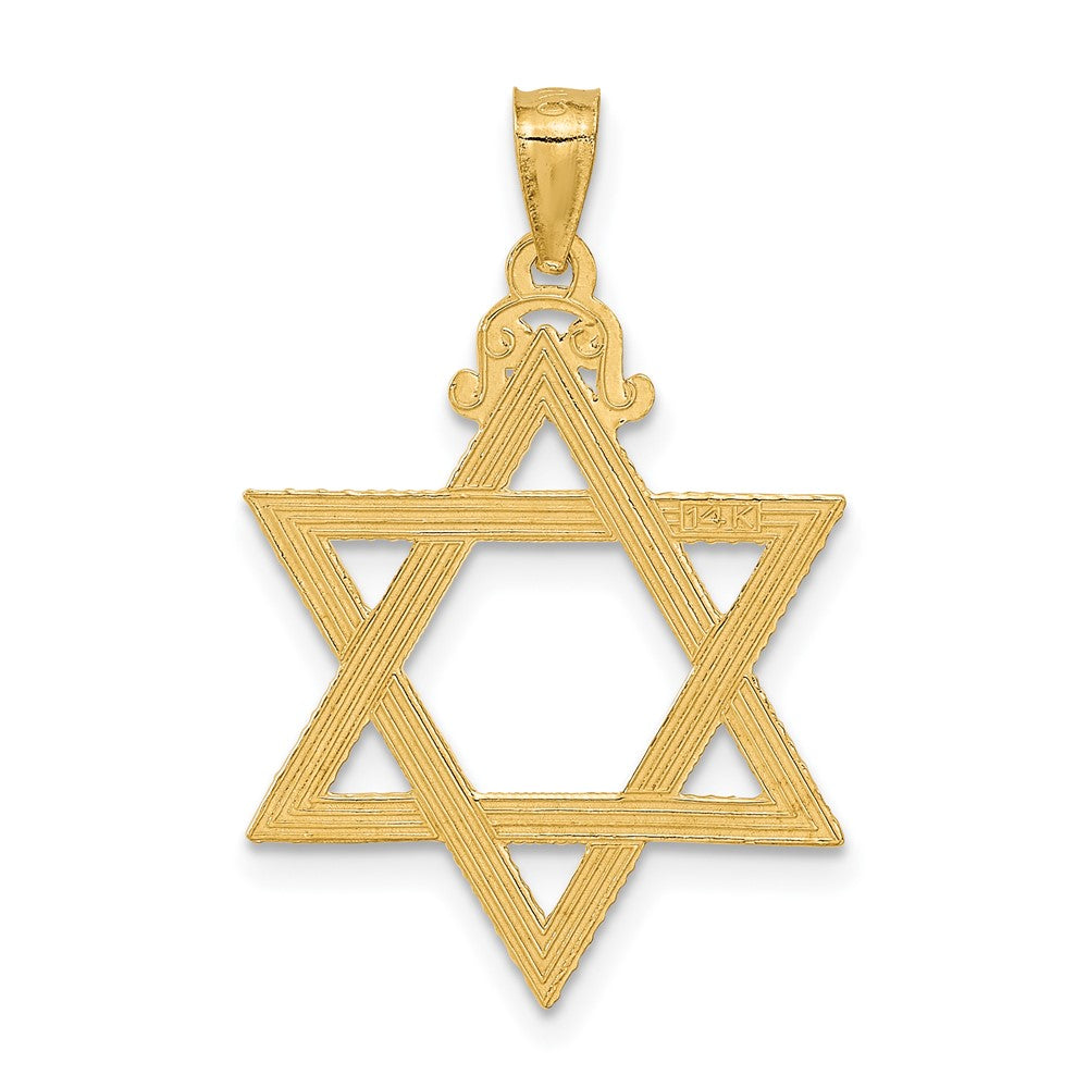 14k Yellow Gold 20 mm Diamond-cut Star of David Pendant (1.41 grams)