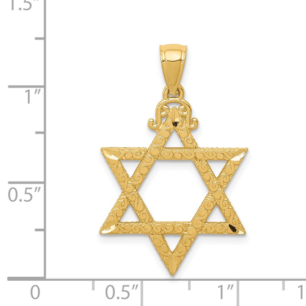 14k Yellow Gold 20 mm Diamond-cut Star of David Pendant (1.41 grams)