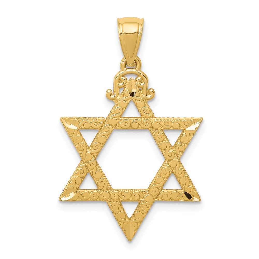 14k Yellow Gold 20 mm Diamond-cut Star of David Pendant (1.41 grams)