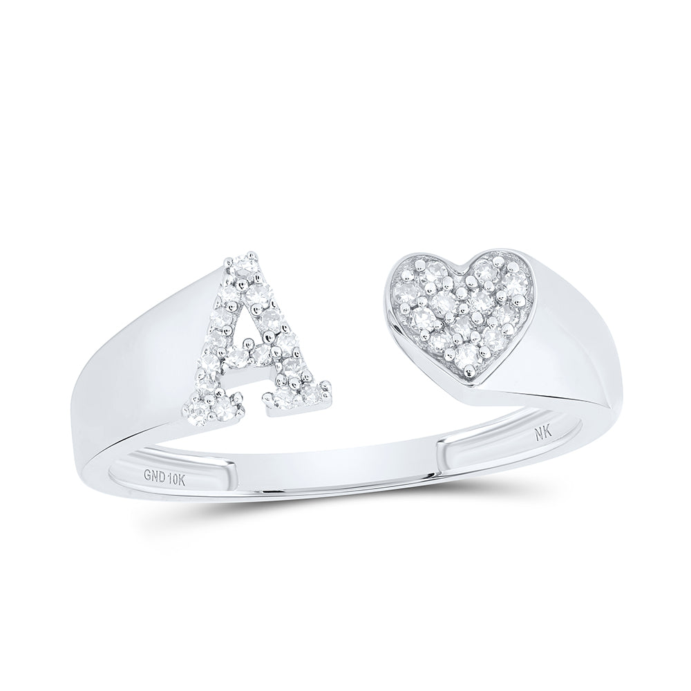1/10Ctw-Dia Nk Gift Initial "A" Ladies Heart Ring (1.59 grams)