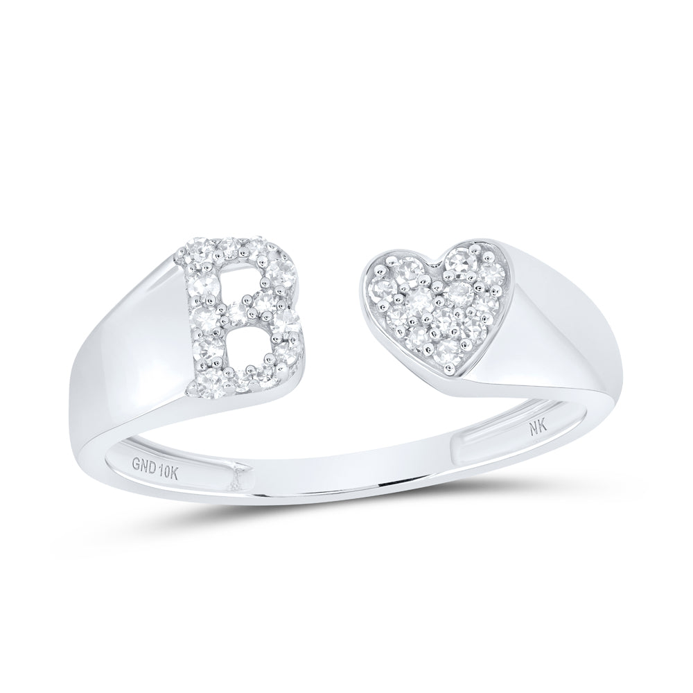 1/8Ctw-Dia Nk Gift Initial "B" Ladies Heart Ring (1.61 grams)