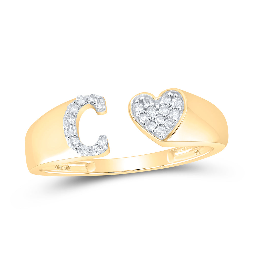 1/10Ctw-Dia Nk Gift Initial "C" Ladies Heart Ring (1.58 grams)