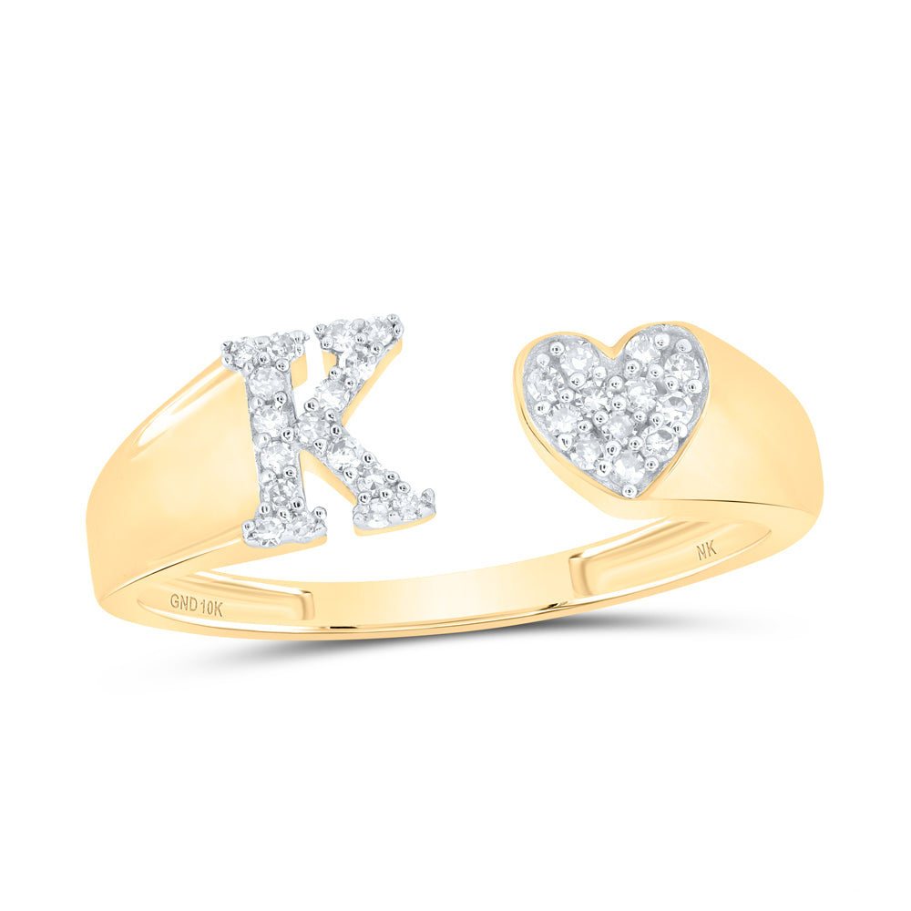 1/8Ctw-Dia Nk Gift Initial "K" Ladies Heart Ring (1.66 grams)