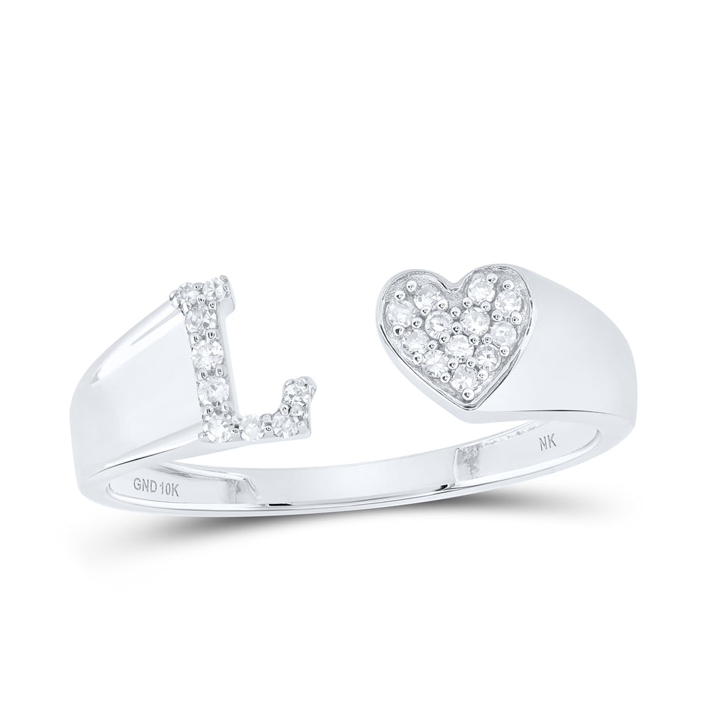 1/10Ctw-Dia Nk Gift Initial "L" Ladies Heart Ring (1.61 grams)