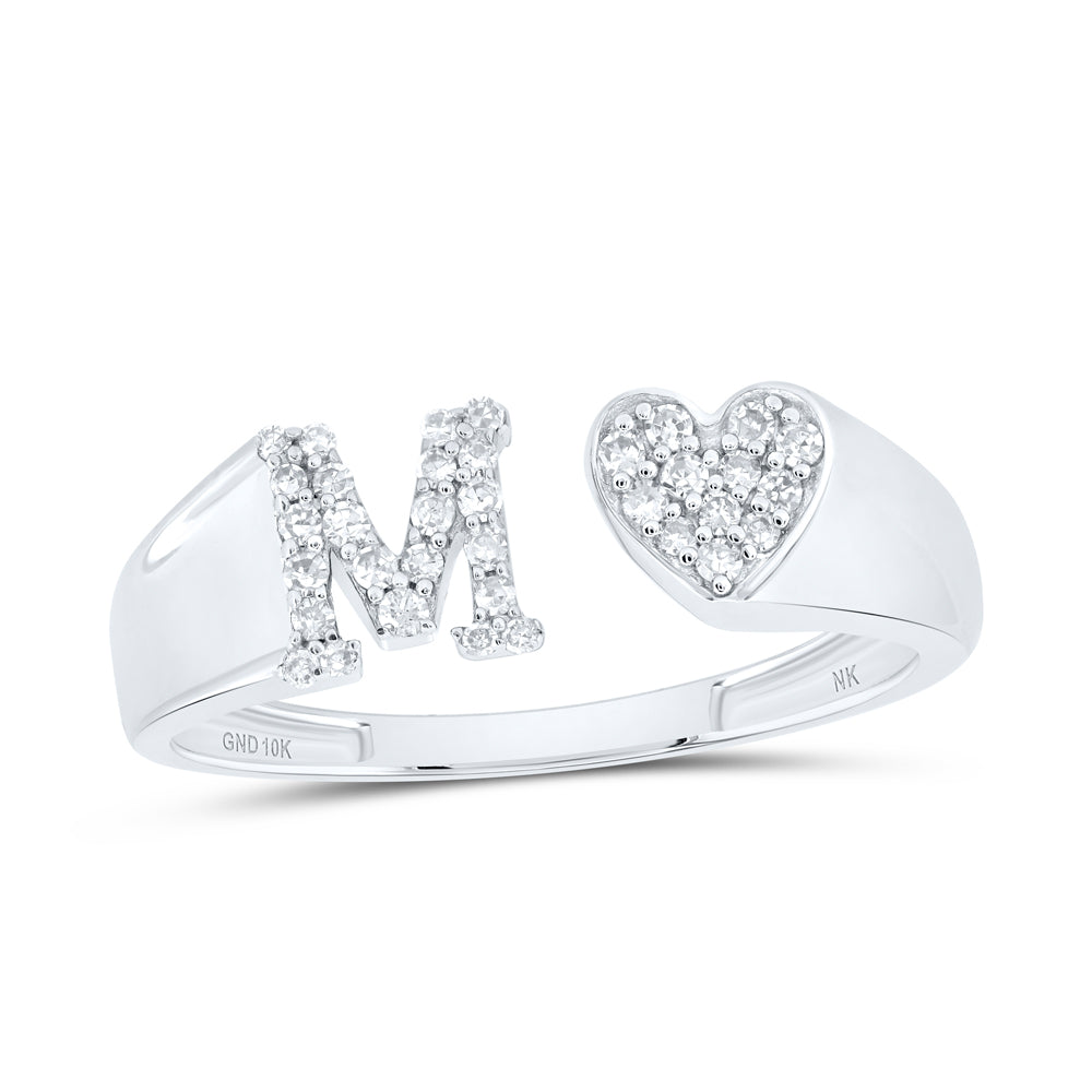 1/6Ctw-Dia Nk Gift Initial "M" Ladies Heart Ring (1.68 grams)