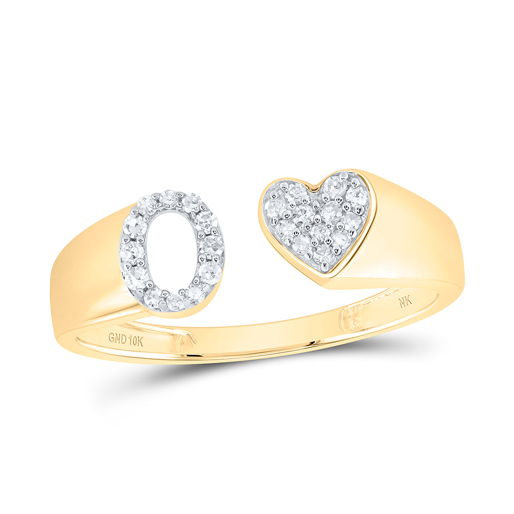 1/8Ctw-Dia Nk Gift Initial "O" Ladies Heart Ring (1.56 grams)