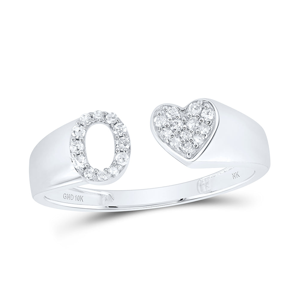 1/8Ctw-Dia Nk Gift Initial "O" Ladies Heart Ring (1.56 grams)