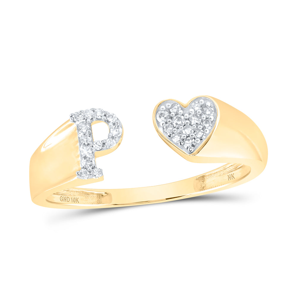 1/10Ctw-Dia Nk Gift Initial "P" Ladies Heart Ring (1.5 grams)