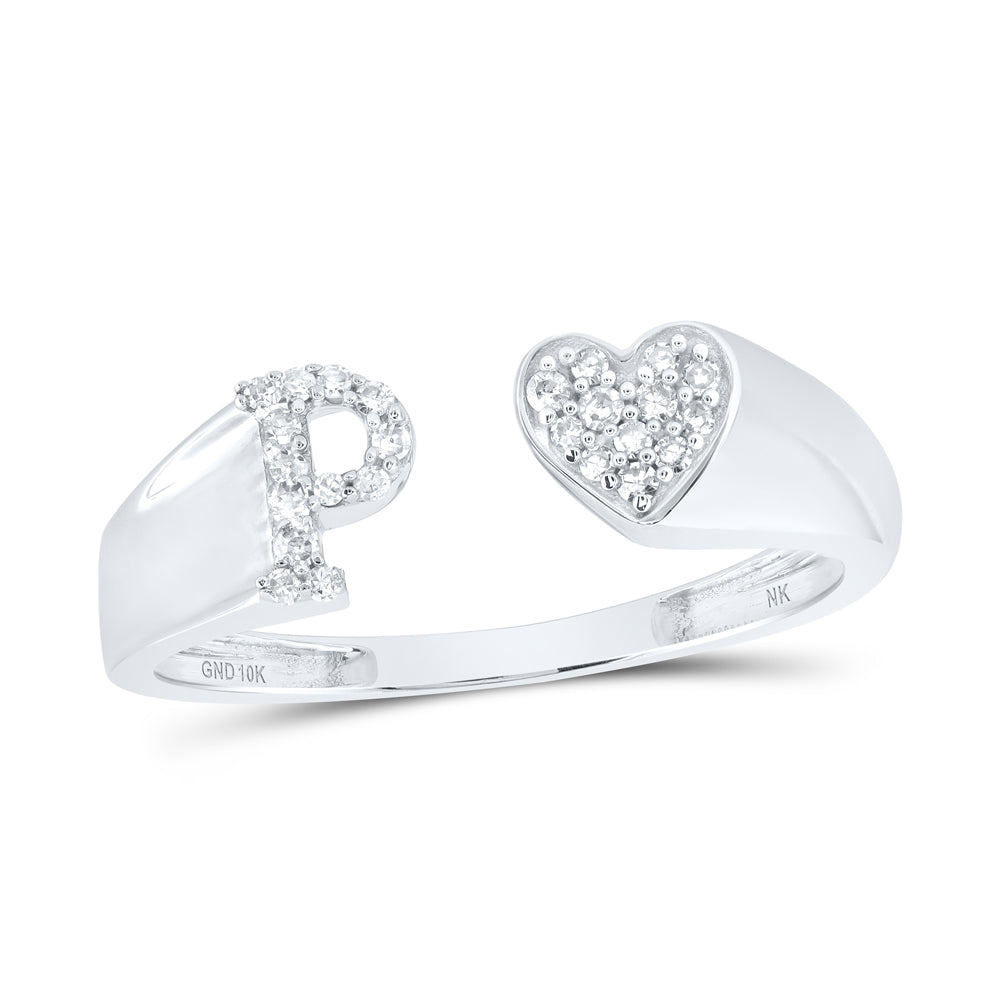 1/10Ctw-Dia Nk Gift Initial "P" Ladies Heart Ring (1.5 grams)
