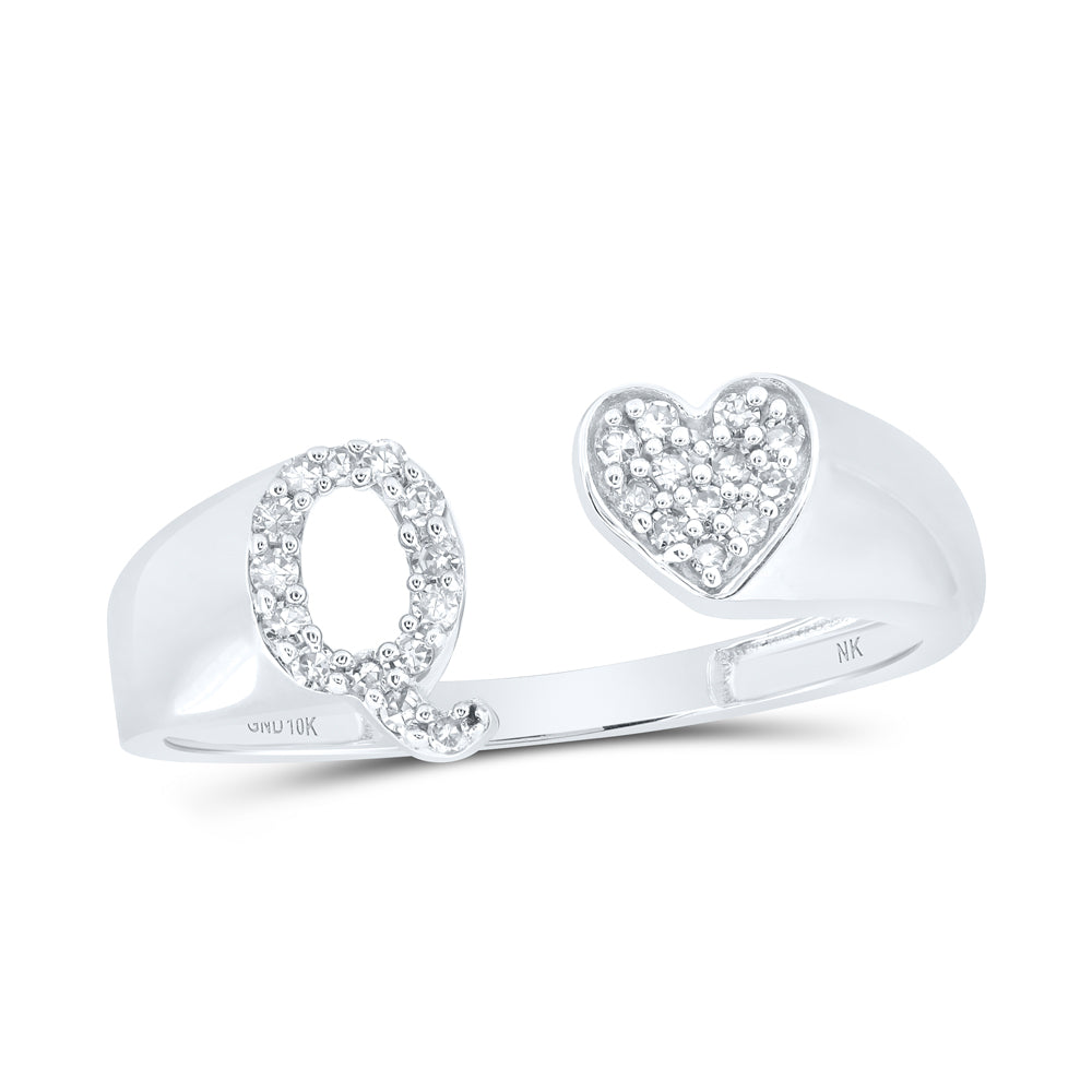 1/8Ctw-Dia Nk Gift Initial "Q" Ladies Heart Ring (1.4 grams)